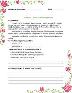 adjectivul, substantivul, evaluare, clasa a III a 1
