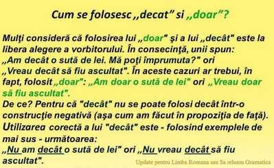 cand se foloseste doar si decat